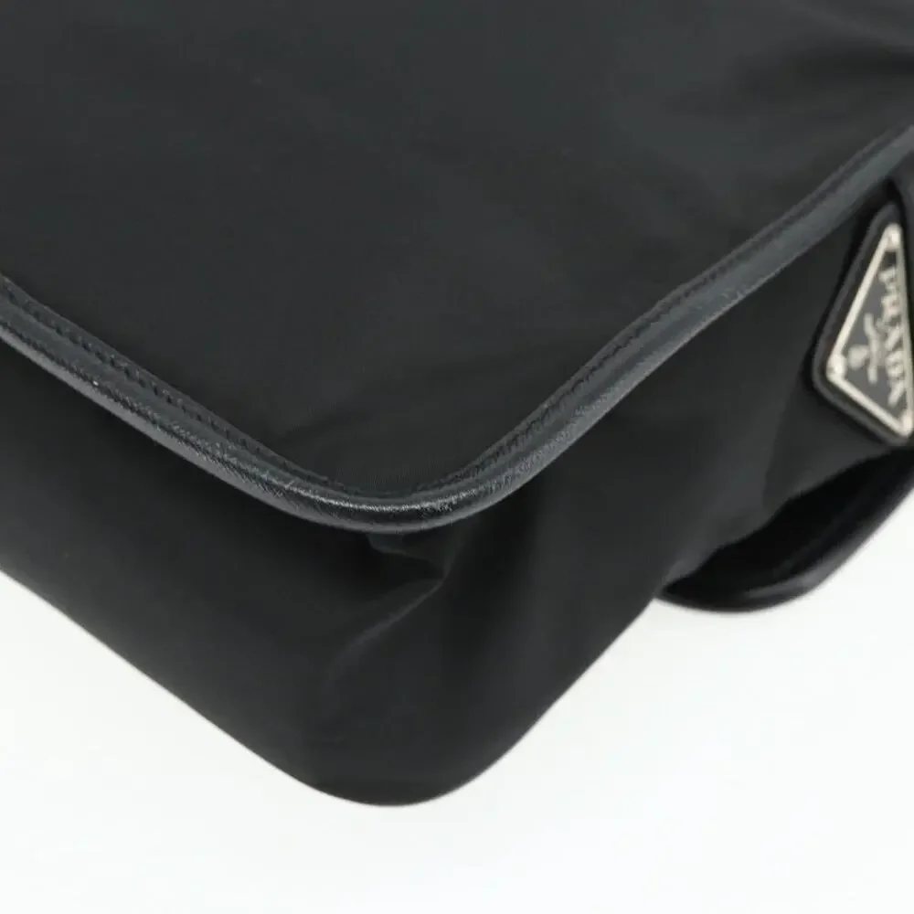 Prada Nylon Leather Shoulder Bag Black